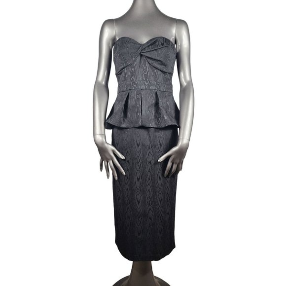 Veronica Beard New NWT Allyson Silver Zip Black Strapless Dress 6 - Picture 3 of 7